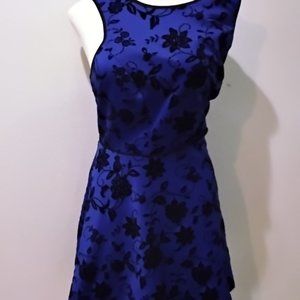 City Studio Blue Black Floral A-Line Sleeveless Stretch Swing Dress N/W/O/T 24W